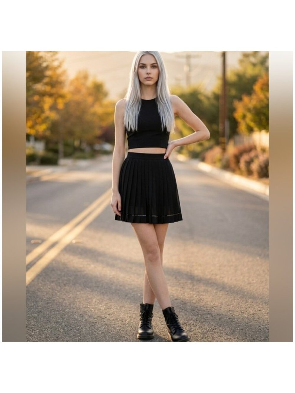 Versace Pleated Silk Georgette Skirt in Black New Size 4